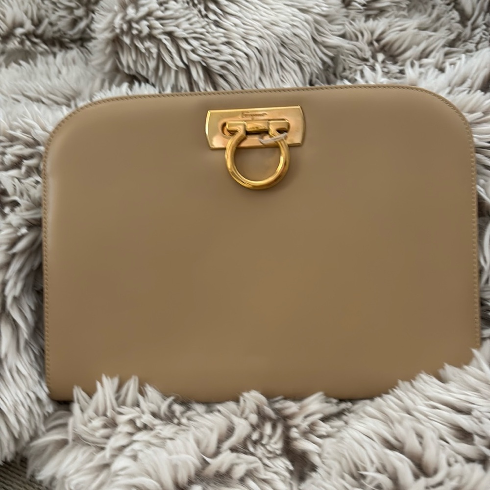 Ferragamo leather clutch handbag authentic
